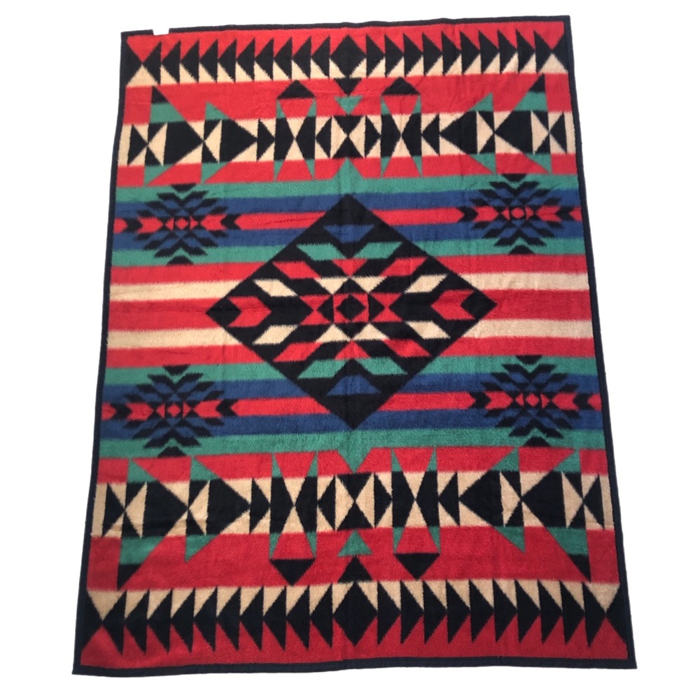 Biederlack Throw Blanket double sided ♥️🟢🖤 - Picture 5 of 10